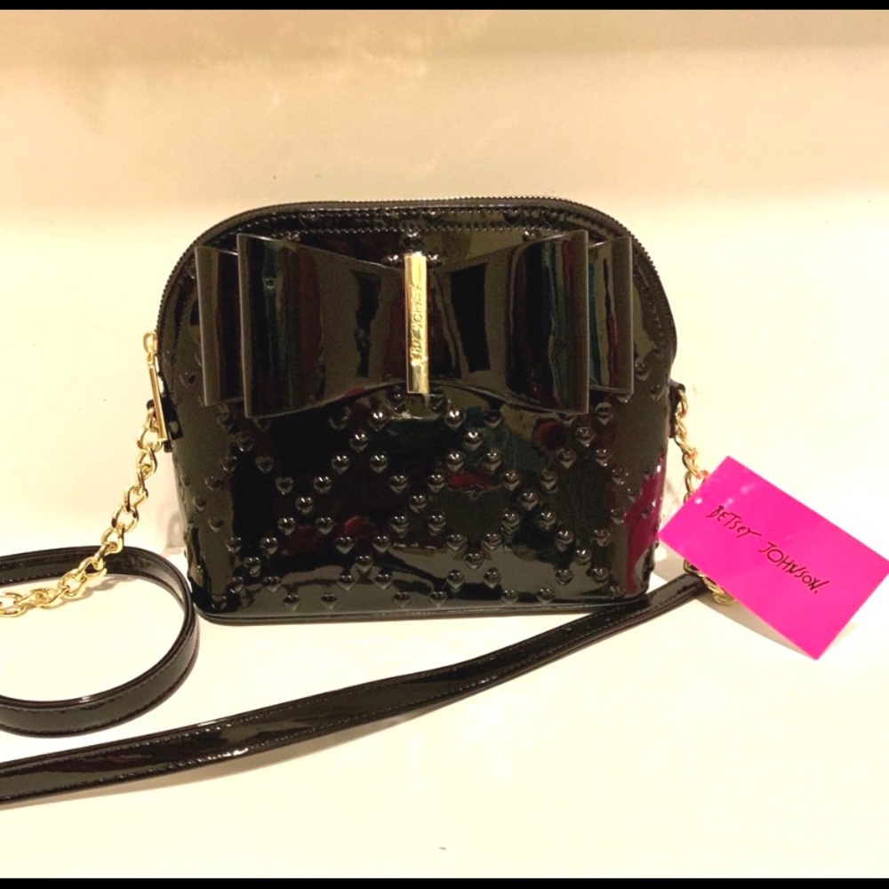Betsey Johnson Hearts & Bow Black Purse